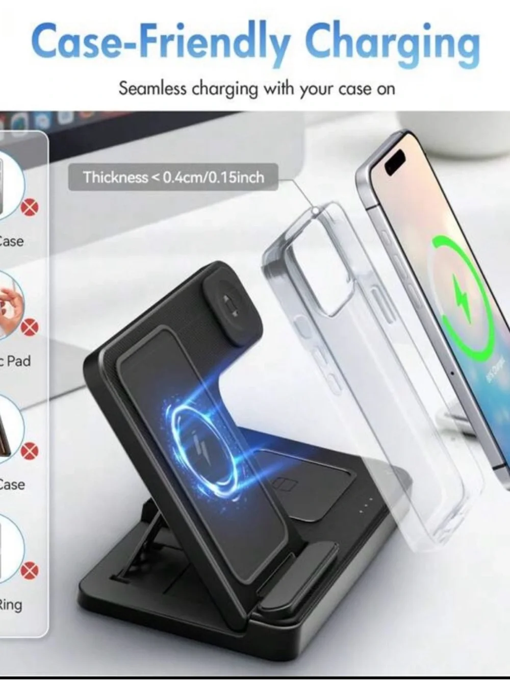 Wireless 3-in-1 Charging Stand - Black